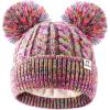 image:imageFURTALK Girls Winter Beanie Hat with Double Knitted Pom Pom Warm Fleece Lined Knit Soft Skull Cap for Toddler KidsMulticolor