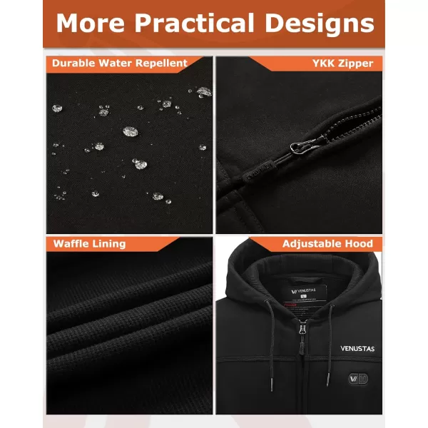 Venustas 12V Dual-Control Heated Hoodie  with Battery Included, Electric Heated Sweatshirt Coat for Men Women, Zip-Up