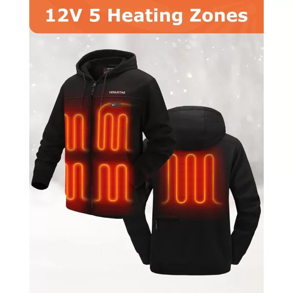 Venustas 12V Dual-Control Heated Hoodie  with Battery Included, Electric Heated Sweatshirt Coat for Men Women, Zip-Up