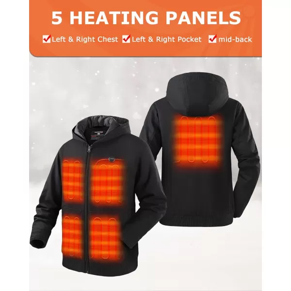 Venustas 12V Men's Dual-Control Heated Canvas Jacket with Battery, Winter Heated Work Jacket, Electirc Heated Hoodie Jacket