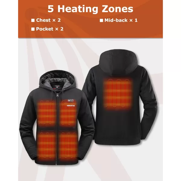Venustas 12V Men's Dual-Control Heated Canvas Jacket with Battery, Winter Heated Work Jacket, Electirc Heated Hoodie Jacket
