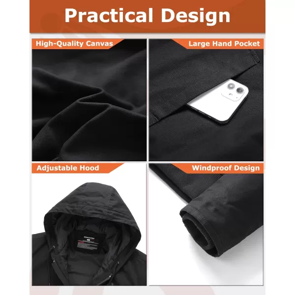 Venustas 12V Men's Dual-Control Heated Canvas Jacket with Battery, Winter Heated Work Jacket, Electirc Heated Hoodie Jacket