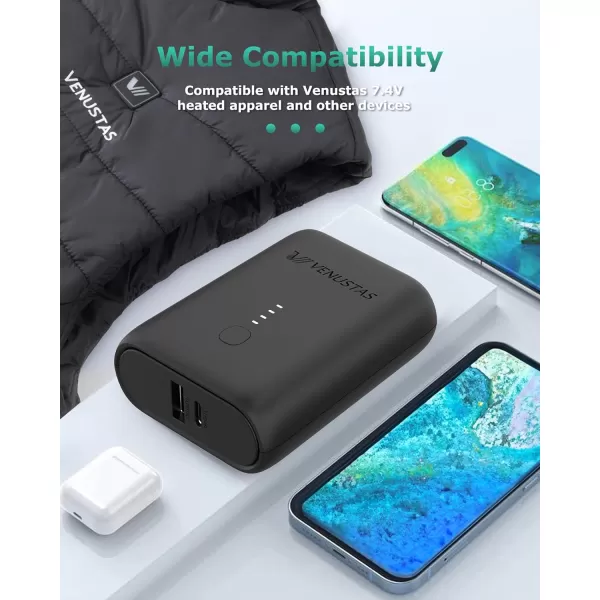 Venustas 7.4V Battery Pack Rechargeable Battery 5000mAh Portable Charger for Heated Jackets, Heated Hoodies and Heated Vests