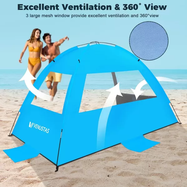 Venustas Beach Tent Sun Shelter for 3/4-5/6-7/8-10 Person, UPF 50+ UV Protection Beach Canopy, Lightweight and Easy Setup Cabana, Portable Beach Shade Tent