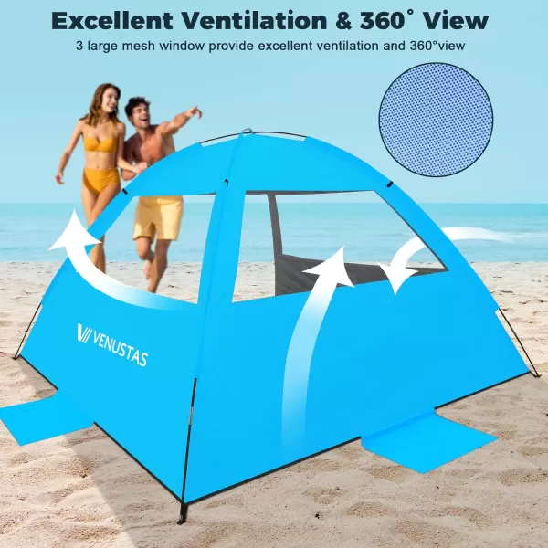 Venustas Beach Tent Sun Shelter for 3/4-5/6-7/8-10 Person, UPF 50+ UV Protection Beach Canopy, Lightweight and Easy Setup Cabana, Portable Beach Shade Tent