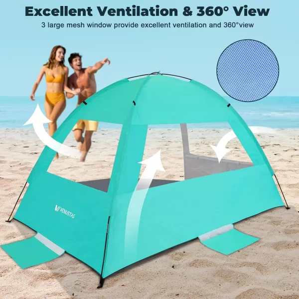 Venustas Beach Tent Sun Shelter for 3/4-5/6-7/8-10 Person, UPF 50+ UV Protection Beach Canopy, Lightweight and Easy Setup Cabana, Portable Beach Shade Tent