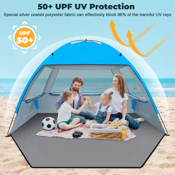 Venustas Beach Tent Sun Shelter for 3/4-5/6-7/8-10 Person, UPF 50+ UV Protection Beach Canopy, Lightweight and Easy Setup Cabana, Portable Beach Shade Tent