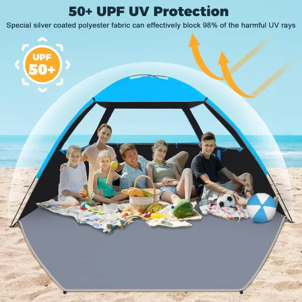 Venustas Beach Tent Sun Shelter for 3/4-5/6-7/8-10 Person, UPF 50+ UV Protection Beach Canopy, Lightweight and Easy Setup Cabana, Portable Beach Shade Tent