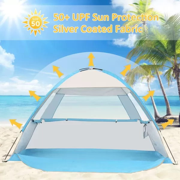 Venustas Beach Tent Sun Shelter for 3/4-5/6-7/8-10 Person, UPF 50+ UV Protection Beach Canopy, Lightweight and Easy Setup Cabana, Portable Beach Shade Tent