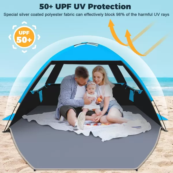 Venustas Beach Tent Sun Shelter for 3/4-5/6-7/8-10 Person, UPF 50+ UV Protection Beach Canopy, Lightweight and Easy Setup Cabana, Portable Beach Shade Tent