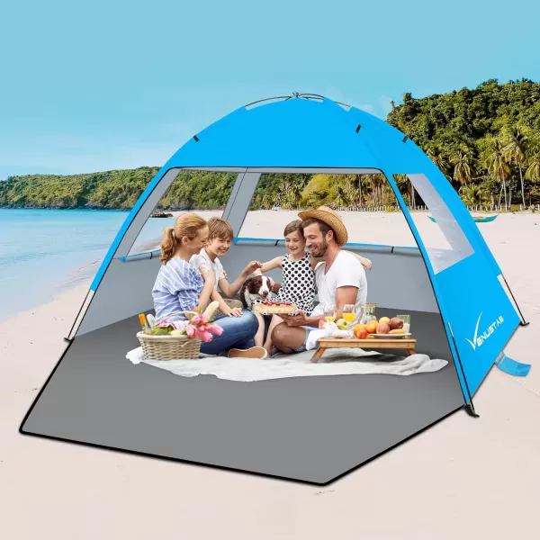 Venustas Beach Tent Sun Shelter for 3/4-5/6-7/8-10 Person, UPF 50+ UV Protection Beach Canopy, Lightweight and Easy Setup Cabana, Portable Beach Shade Tent
