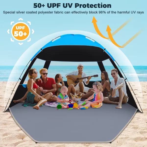 Venustas Beach Tent Sun Shelter for 3/4-5/6-7/8-10 Person, UPF 50+ UV Protection Beach Canopy, Lightweight and Easy Setup Cabana, Portable Beach Shade Tent