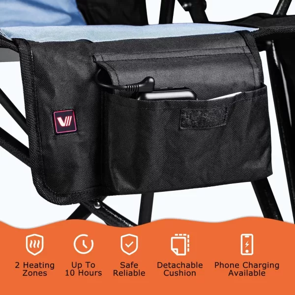Venustas Heated Camping Chair with Removable Cushion, Heated Portable Folding Chair with Battery Pack, Three Heating Levels, Two Heating Zones