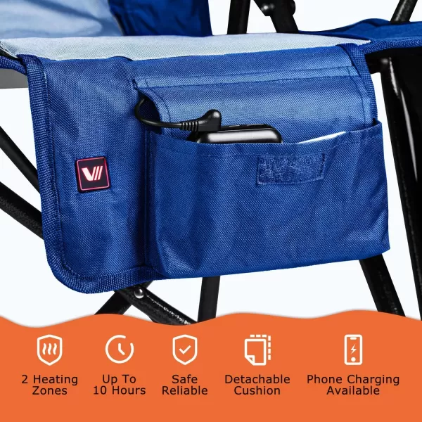 Venustas Heated Camping Chair with Removable Cushion, Heated Portable Folding Chair with Battery Pack, Three Heating Levels, Two Heating Zones