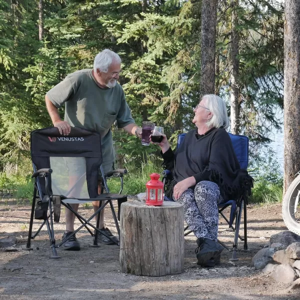 Venustas Heated Camping Chair with Removable Cushion, Heated Portable Folding Chair with Battery Pack, Three Heating Levels, Two Heating Zones