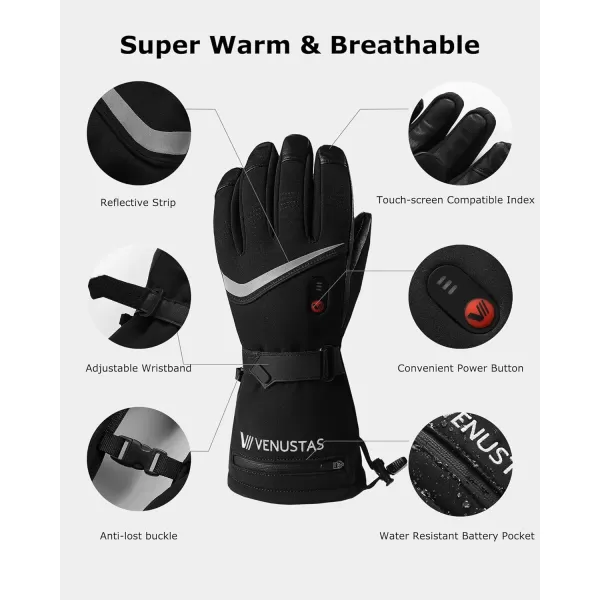 Venustas Heated Gloves for Men and Women, Rechargeable Heated Motorcycle Gloves, Electric Heated Work Gloves for Hunting Skiing and Arthritis