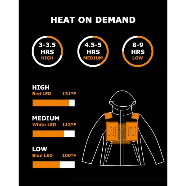Venustas Heated Hoodie with Battery Pack 7.4V , Heated Hoodie for Men and Women Black