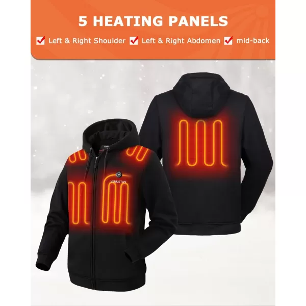 Venustas Heated Hoodie with Battery Pack 7.4V , Heated Hoodie for Men and Women Black