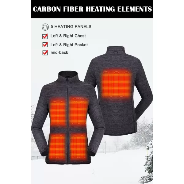 Venustas Heated Jacket for Women, 3 in 1 Winter Jacket with Battery Pack 7.4V, Water Resistant Ski Coat With Hood For Outdoor