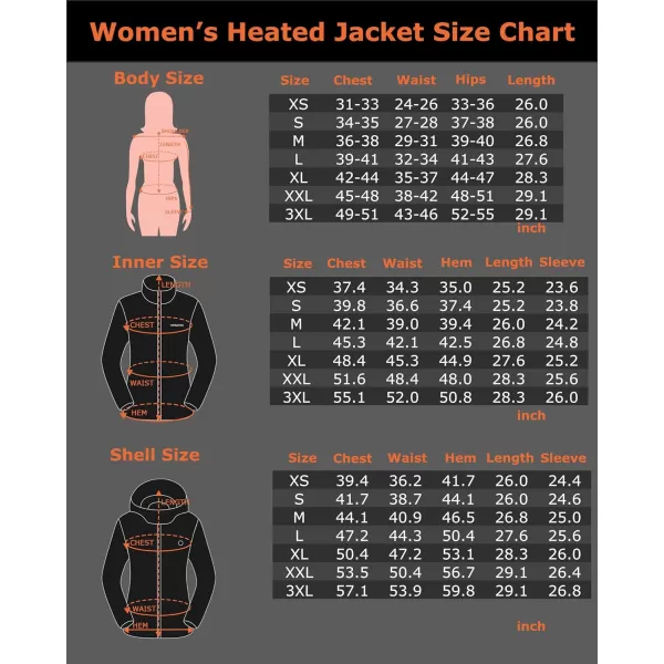 Venustas Heated Jacket for Women, 3 in 1 Winter Jacket with Battery Pack 7.4V, Water Resistant Ski Coat With Hood For Outdoor