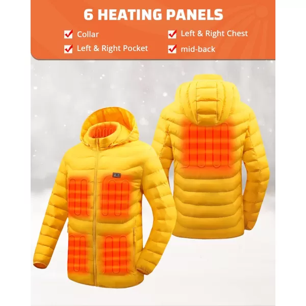 Venustas Heated Jacket with Battery Pack 7.4V , 6 heat zones, Heated Coat for Women and Men with Detachable Hood