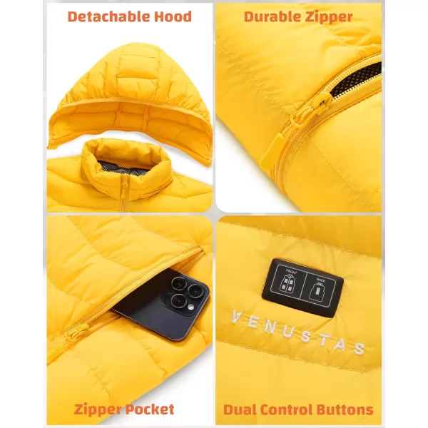 Venustas Heated Jacket with Battery Pack 7.4V , 6 heat zones, Heated Coat for Women and Men with Detachable Hood