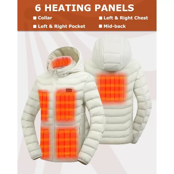 Venustas Heated Jacket with Battery Pack 7.4V , 6 heat zones, Heated Coat for Women and Men with Detachable Hood