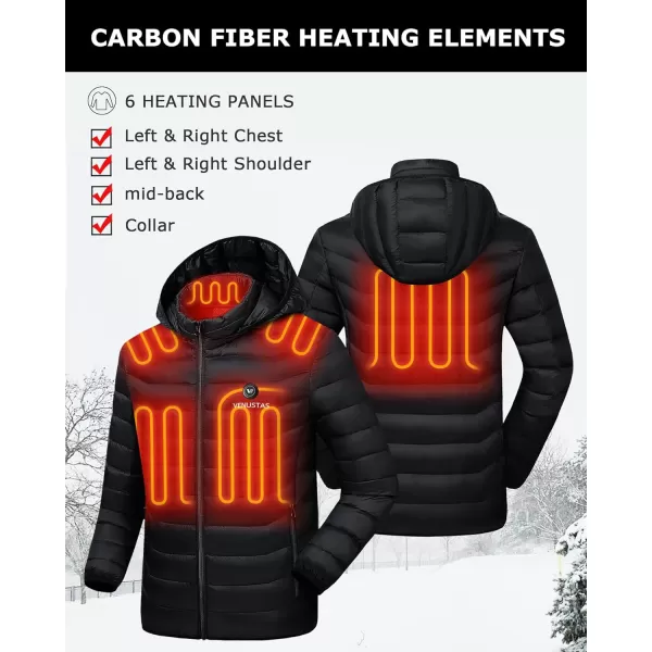 Venustas Heated Jacket with Battery Pack 7.4V , Heated Coat for Women and Men with Detachable Hood