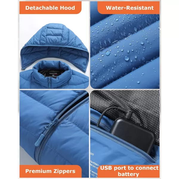Venustas Heated Jacket with Battery Pack 7.4V , Heated Coat for Women and Men with Detachable Hood