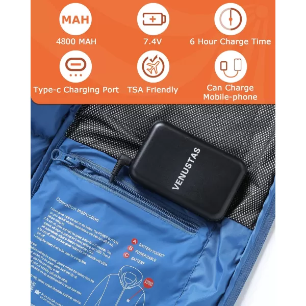 Venustas Heated Jacket with Battery Pack 7.4V , Heated Coat for Women and Men with Detachable Hood