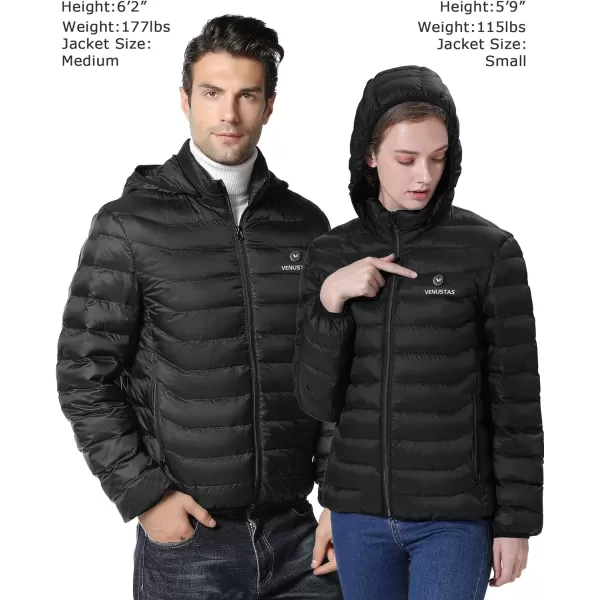 Venustas Heated Jacket with Battery Pack 7.4V , Heated Coat for Women and Men with Detachable Hood