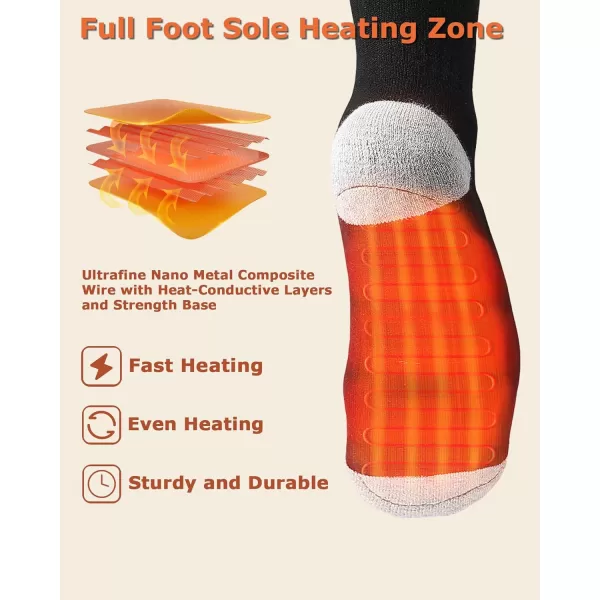 Venustas Heated Socks for Men Women, Rechargeable Electric Socks with Battery Pack, Terrycloth Lining