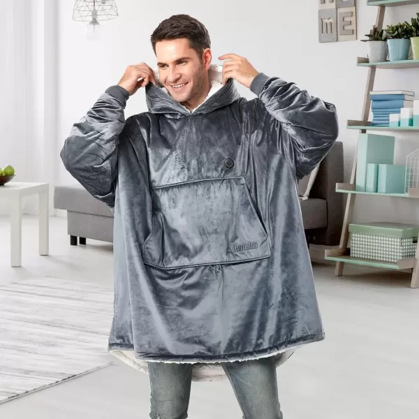 Venustas Heated Wearable Blanket Hoodie with Battery Pack 7.4V, Oversized Sherpa Blanket Hoodie Sweatshirt, Cozy Warm Soft