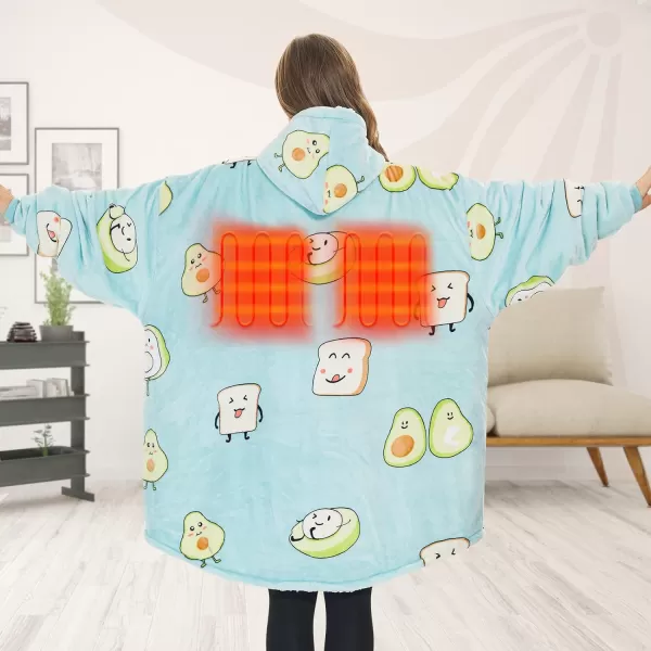 Venustas Heated Wearable Blanket Hoodie with Battery Pack 7.4V, Oversized Sherpa Blanket Hoodie Sweatshirt, Cozy Warm Soft