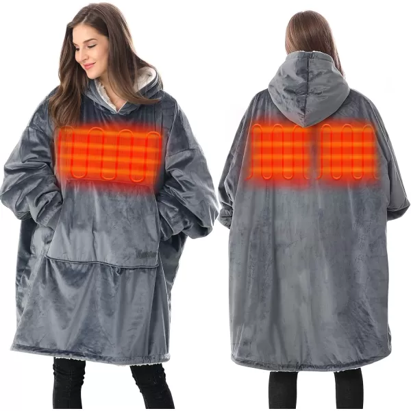 Venustas Heated Wearable Blanket Hoodie with Battery Pack 7.4V, Oversized Sherpa Blanket Hoodie Sweatshirt, Cozy Warm Soft