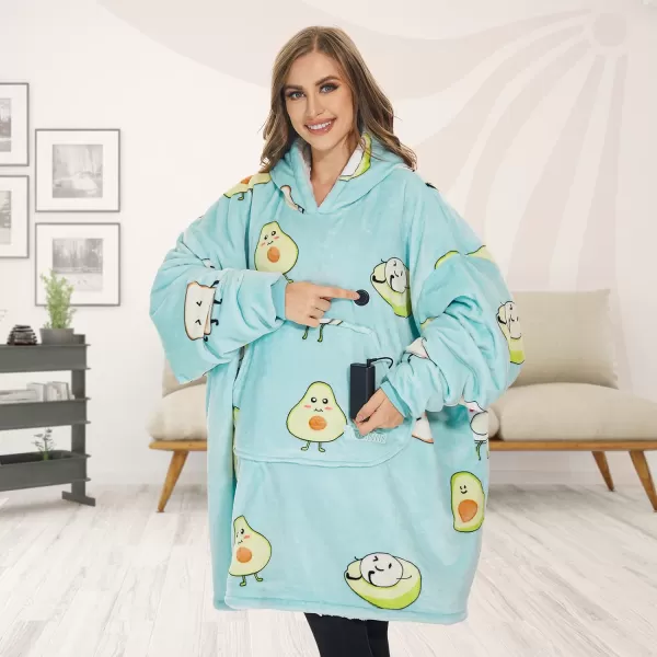 Venustas Heated Wearable Blanket Hoodie with Battery Pack 7.4V, Oversized Sherpa Blanket Hoodie Sweatshirt, Cozy Warm Soft