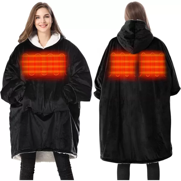 Venustas Heated Wearable Blanket Hoodie with Battery Pack 7.4V, Oversized Sherpa Blanket Hoodie Sweatshirt, Cozy Warm Soft