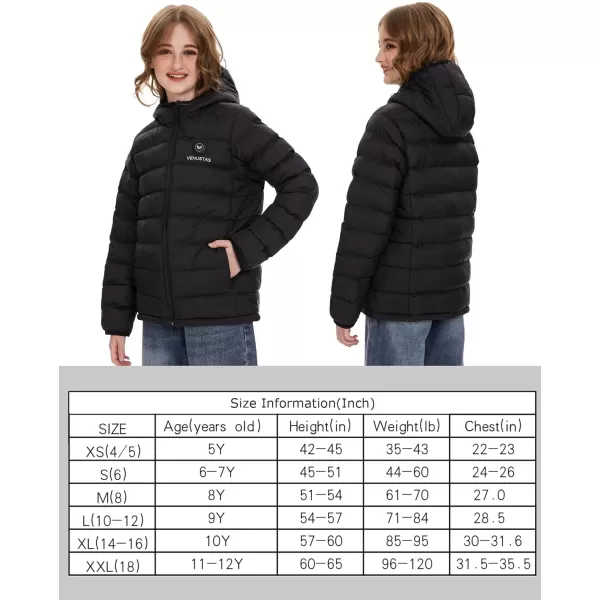 Venustas Kids Heated Jacket with Battery Pack, Boys Girls Lightweight Electric Heated Coat