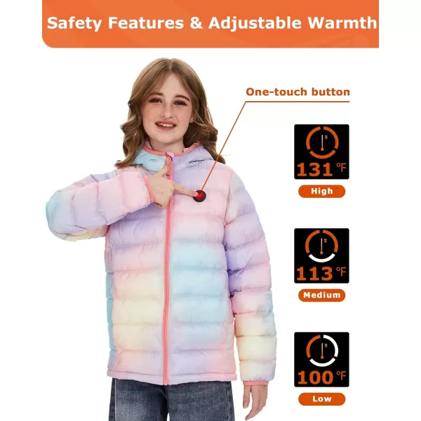 Venustas Kids Heated Jacket with Battery Pack, Boys Girls Lightweight Electric Heated Coat
