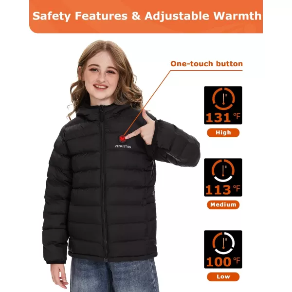 Venustas Kids Heated Jacket with Battery Pack, Boys Girls Lightweight Electric Heated Coat
