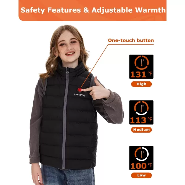 Venustas Kids Heated Vest with Battery Pack, Boys Girls Lightweight Electric Heated Vest