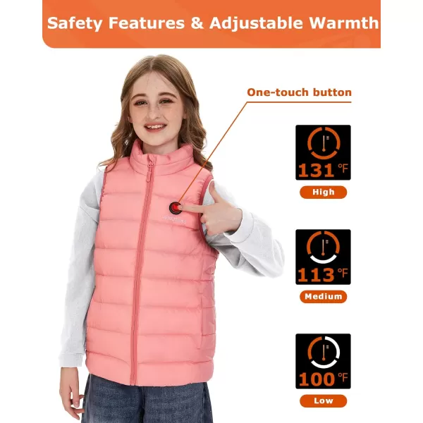 Venustas Kids Heated Vest with Battery Pack, Boys Girls Lightweight Electric Heated Vest
