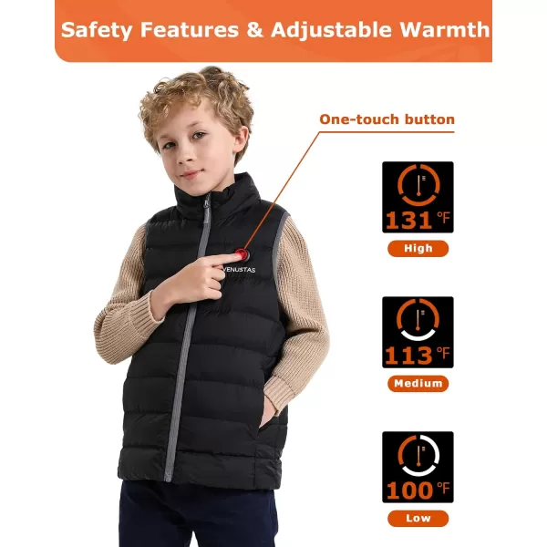 Venustas Kids Heated Vest with Battery Pack, Boys Girls Lightweight Electric Heated Vest