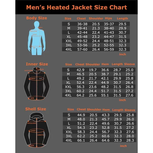 Venustas Men's 3-in-1 Heated Jacket with Battery Pack 7.4V, Ski Jacket Winter Jacket with Removable Hood Water-resistant