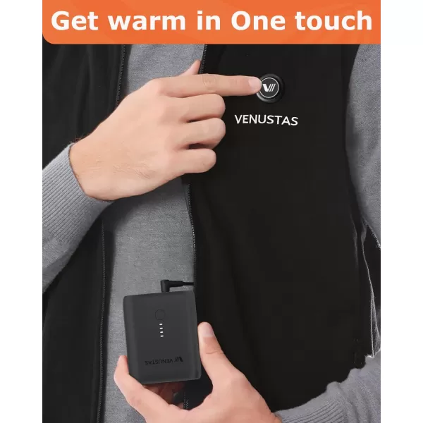 Venustas Men's Fleece Heated Vest with Battery Pack 7.4V, Lightweight insulated Electric Vest
