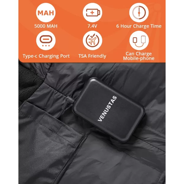 Venustas Men's Heated Down Jacket with Battery Pack, Electric Lightweight Packable Puffer Jacket, Heated Coat for Outdoors