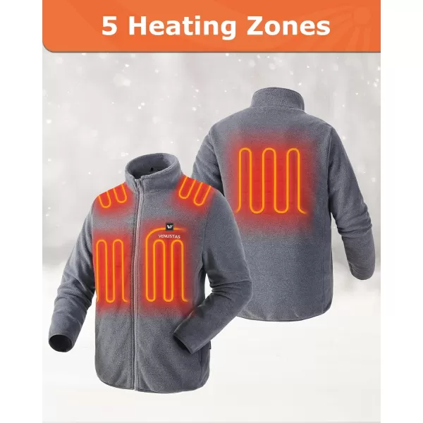 Venustas Mens Heated Jacket, Fleece with Battery Pack 7.4V, Premium Zippers