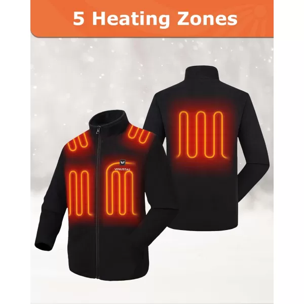 Venustas Mens Heated Jacket, Fleece with Battery Pack 7.4V, Premium Zippers