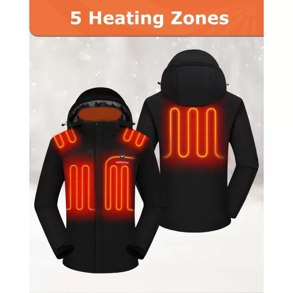 Venustas Men's Heated Jacket with Battery pack 7.4V, Windproof Electric Insulated Coat with Detachable Hood