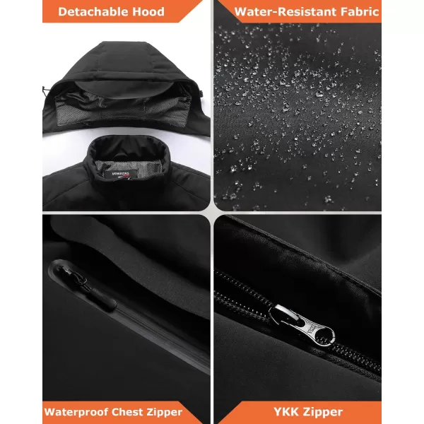 Venustas Men's Heated Jacket with Battery pack 7.4V, Windproof Electric Insulated Coat with Detachable Hood